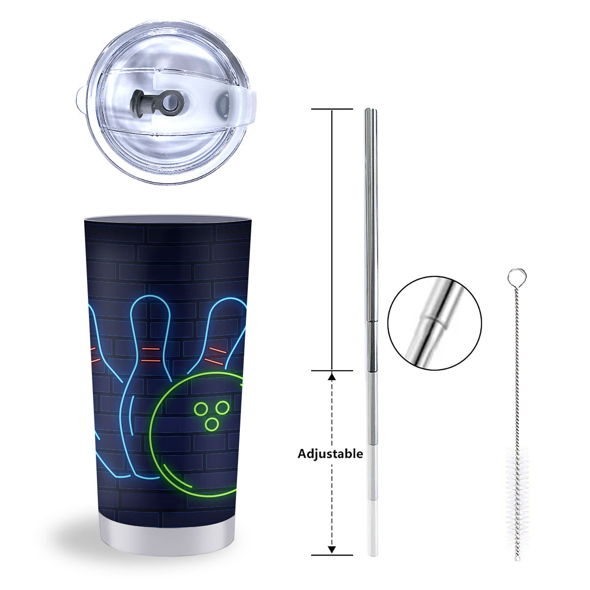 Light Up Bowling Pins Print Tumbler-grizzshop