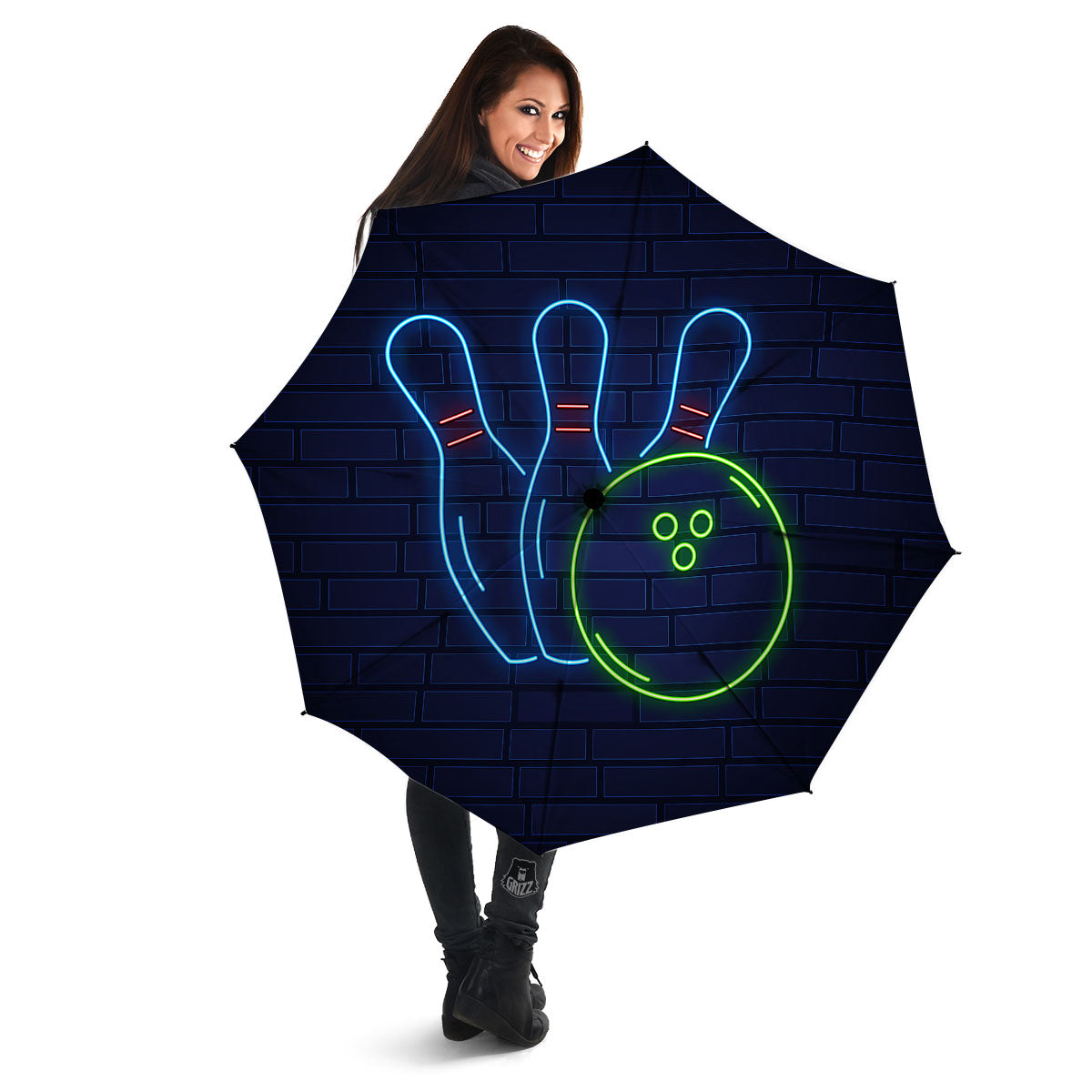 Light Up Bowling Pins Print Umbrella-grizzshop