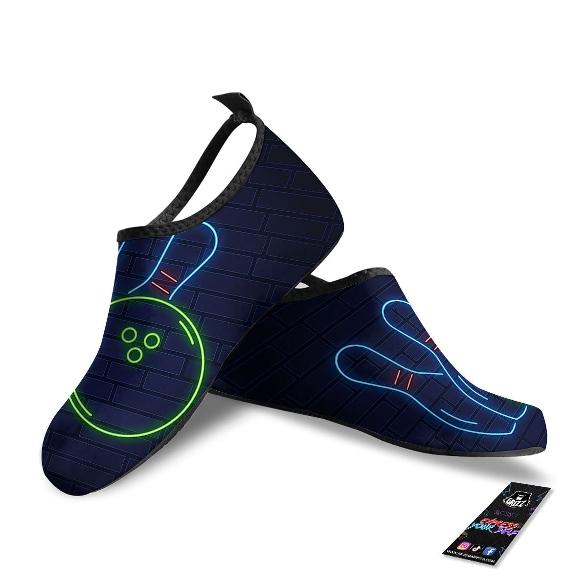 Light Up Bowling Pins Print Water Shoes-grizzshop