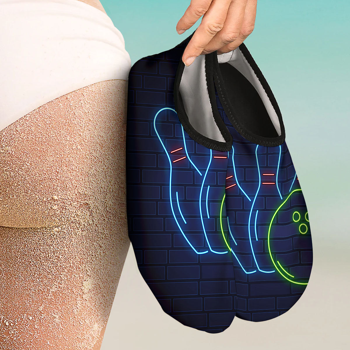 Light Up Bowling Pins Print Water Shoes-grizzshop