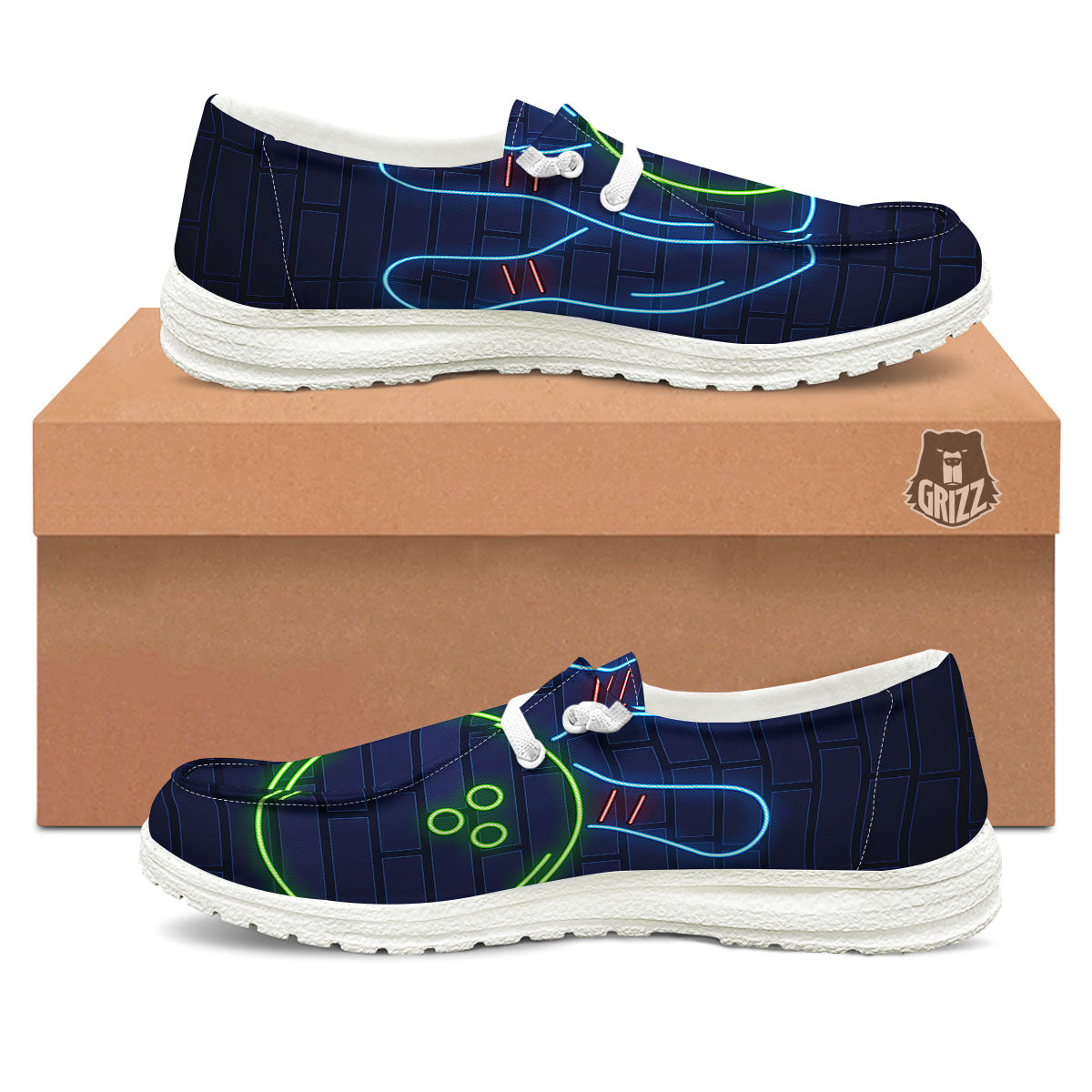 Light Up Bowling Pins Print White Loafers-grizzshop