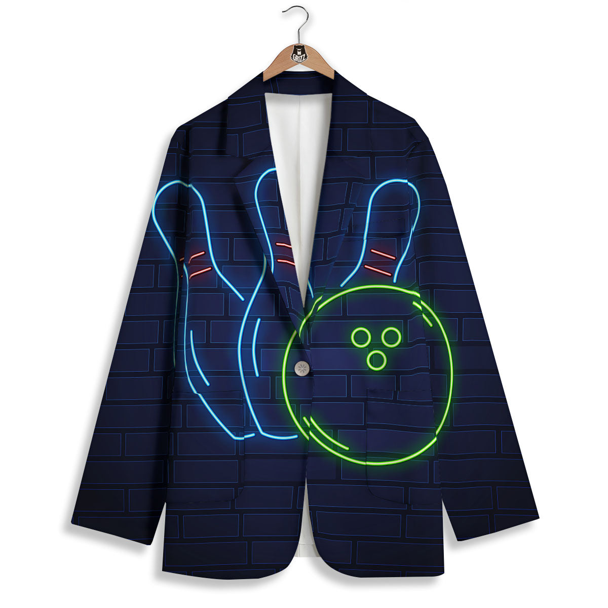 Light Up Bowling Pins Print Women's Blazer-grizzshop