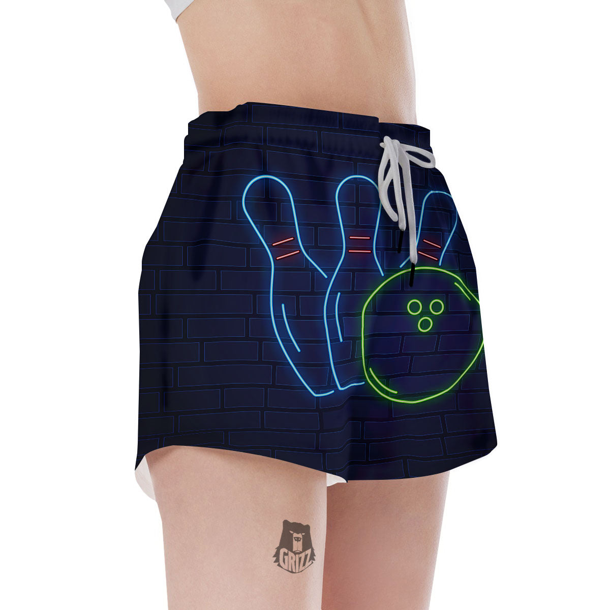 Light Up Bowling Pins Print Women's Shorts-grizzshop