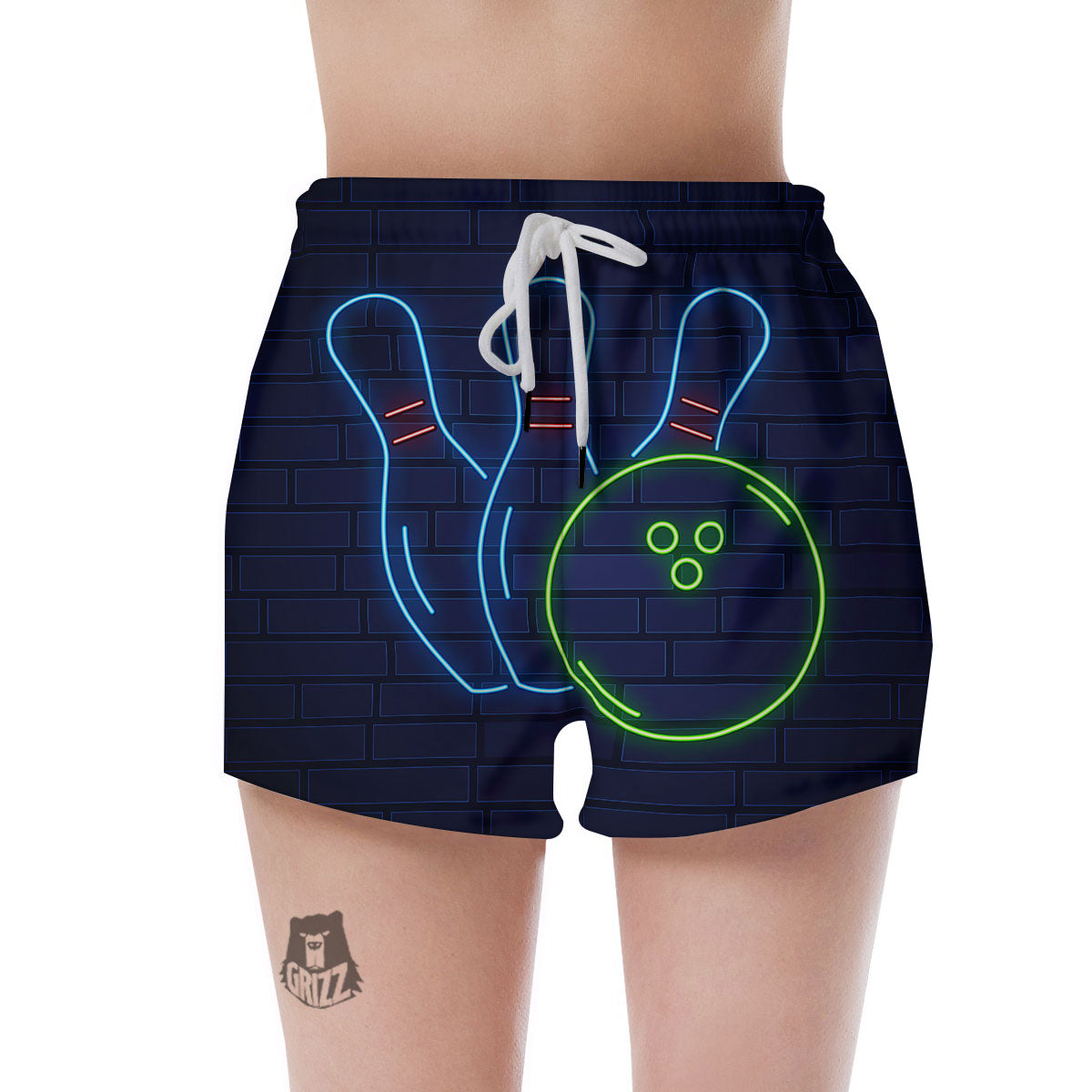 Light Up Bowling Pins Print Women's Shorts-grizzshop