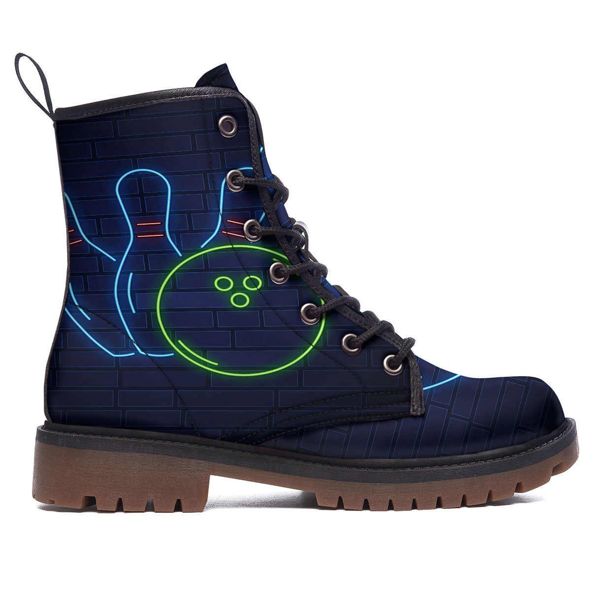 Light Up Bowling Pins Print Work Boots-grizzshop
