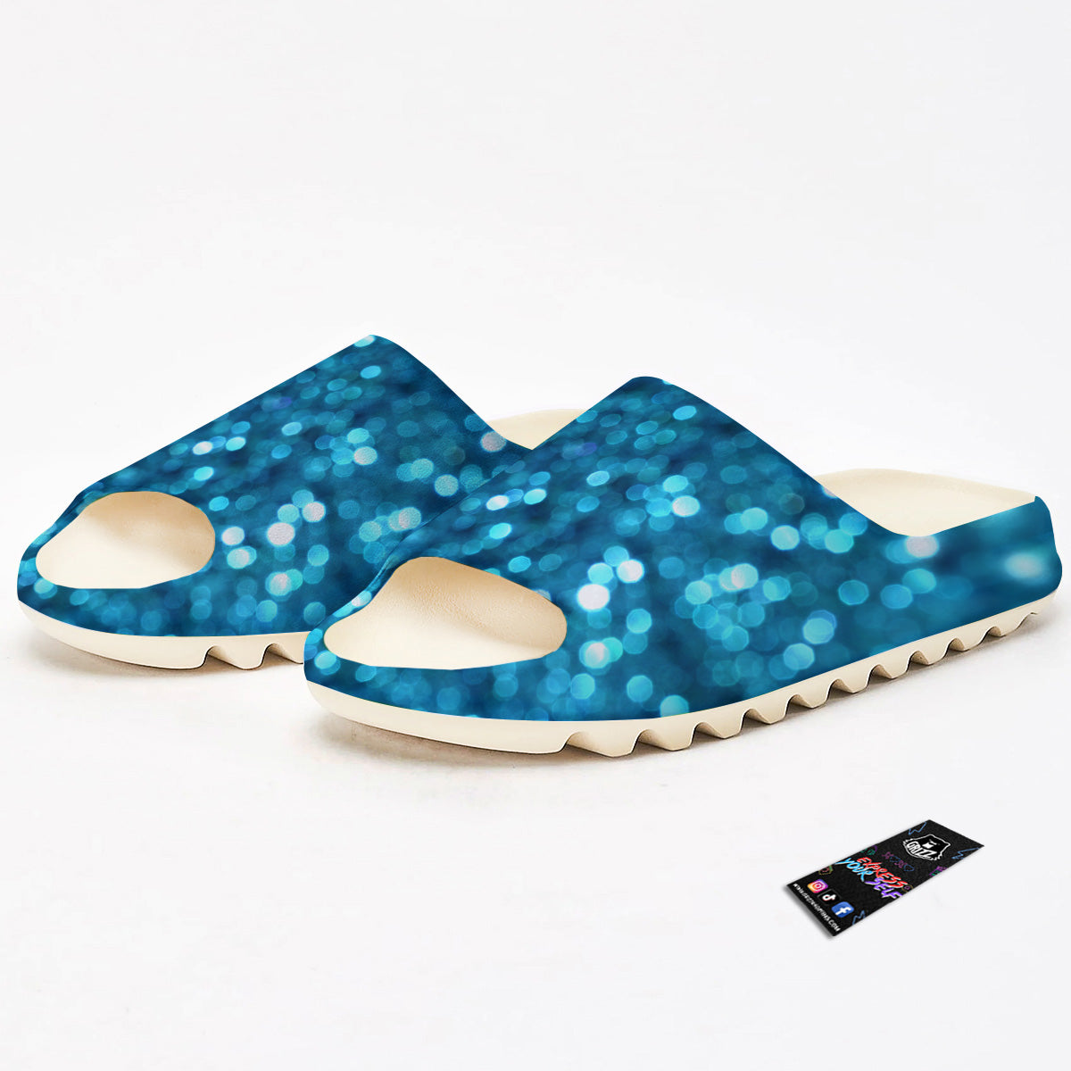 Light Blue Sparkle Print Sandals-grizzshop