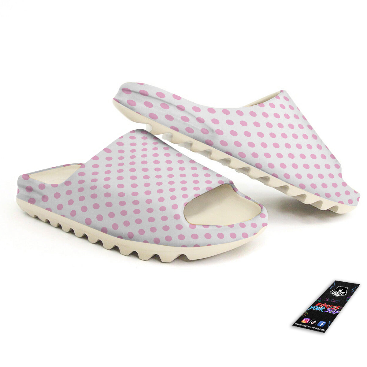 Light Pink Dots And White Print Pattern Sandals-grizzshop