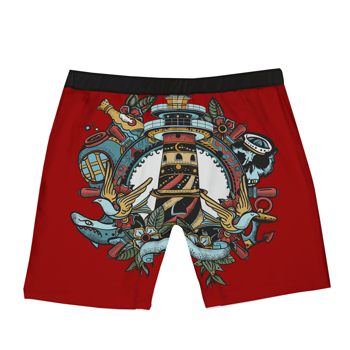 Lighthouse Sea Adventure Tattoo Print Boxer Briefs-grizzshop