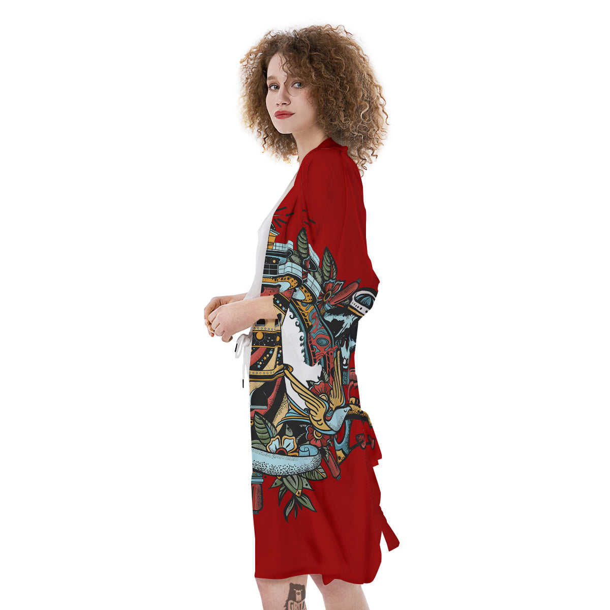 Lighthouse Sea Adventure Tattoo Print Kimono-grizzshop