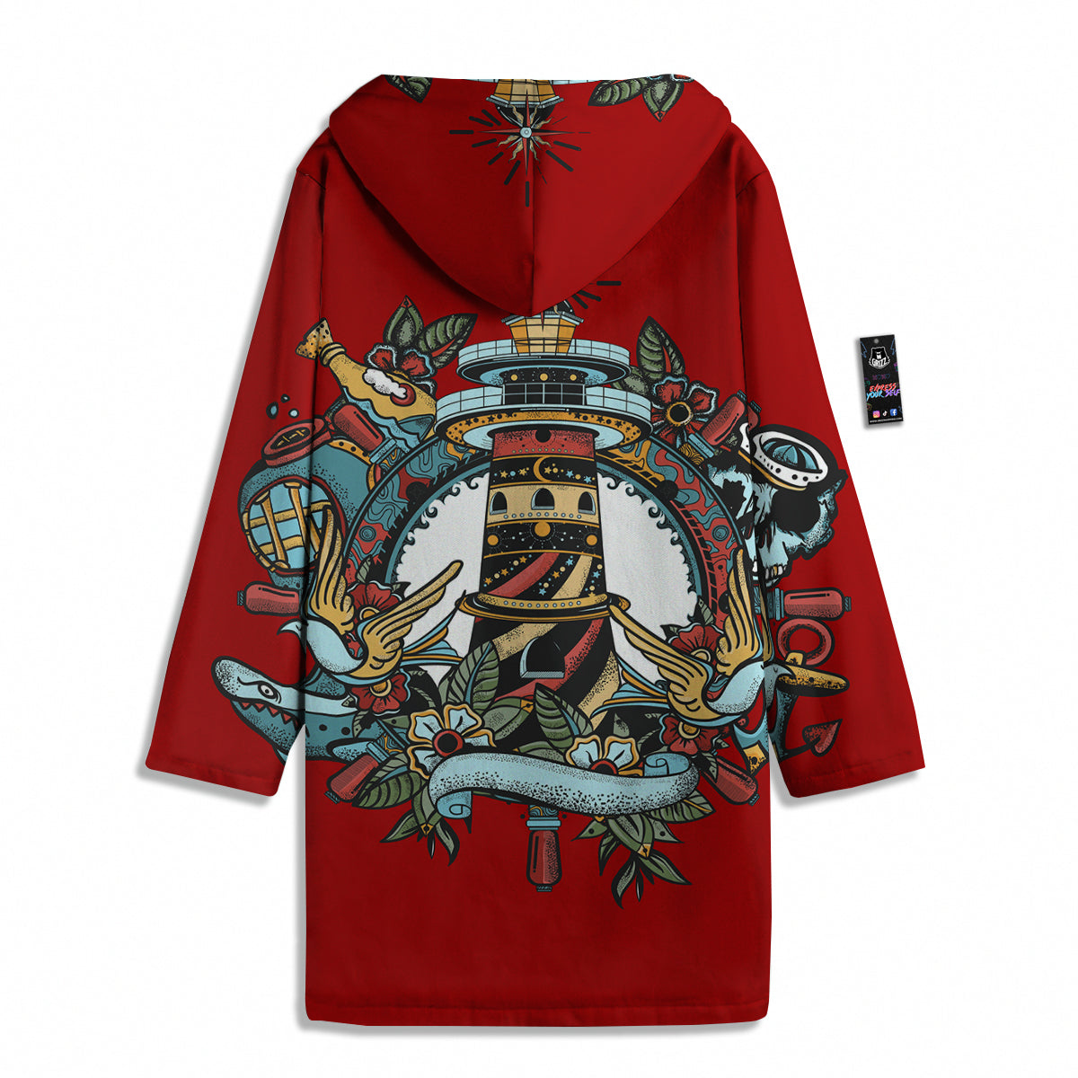 Lighthouse Sea Adventure Tattoo Print Men's Windbreaker Jacket-grizzshop