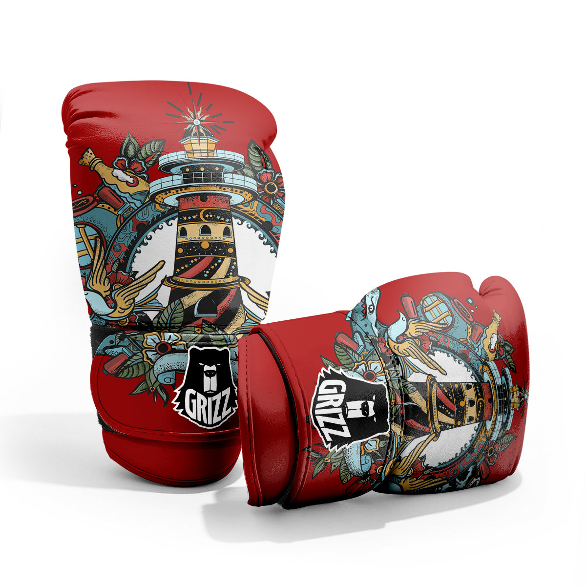 Lighthouse Sea Adventure Tattoo Print Pro Boxing Glove