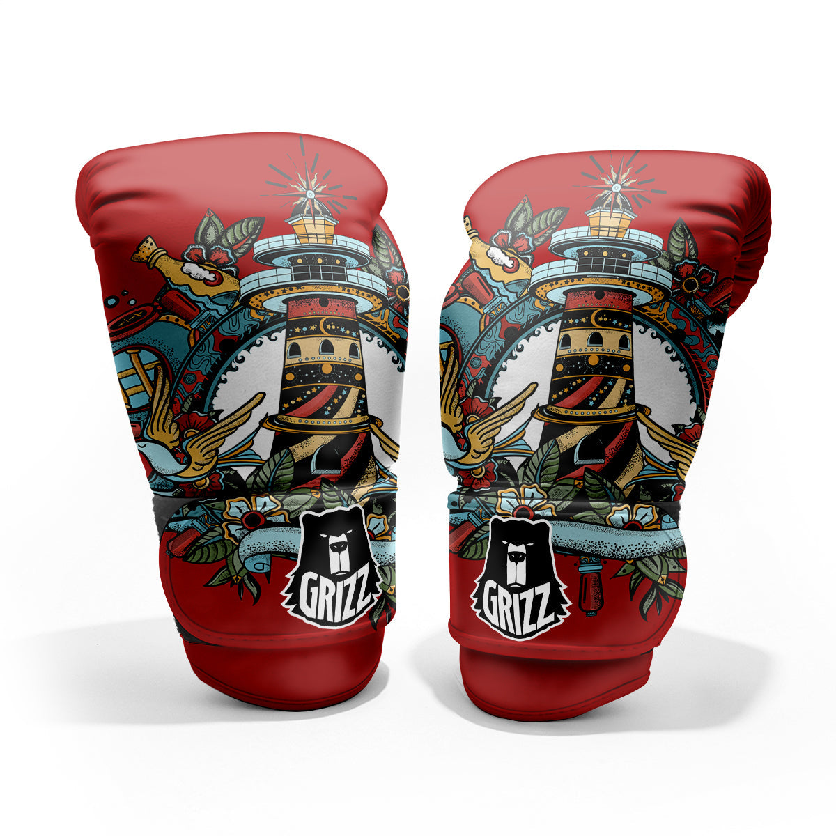 Lighthouse Sea Adventure Tattoo Print Pro Boxing Glove