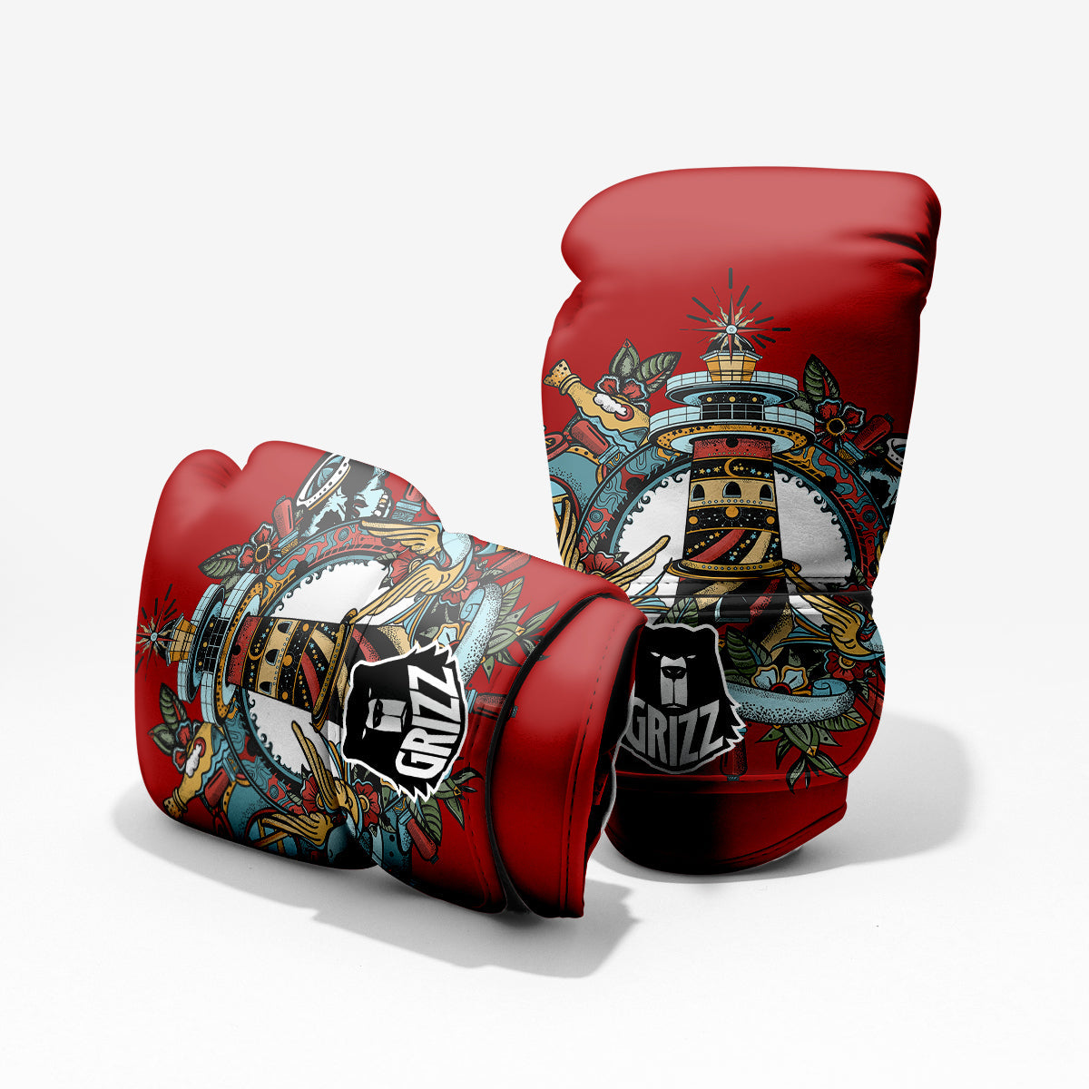Lighthouse Sea Adventure Tattoo Print Pro Boxing Glove