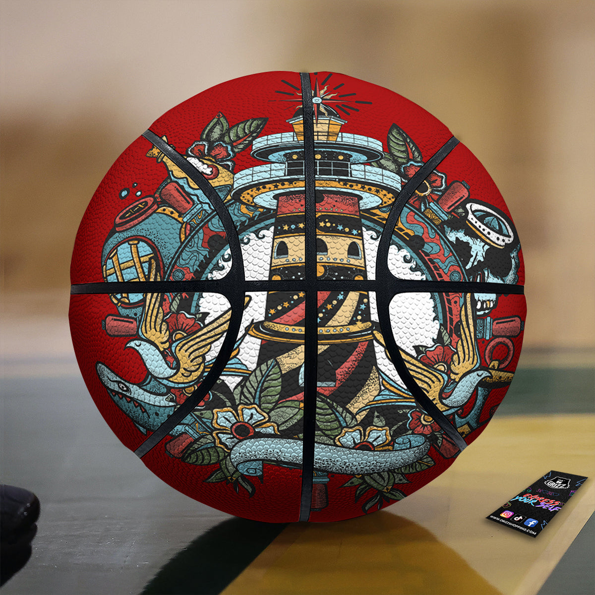 Lighthouse Sea Adventure Tattoo Print Basketball