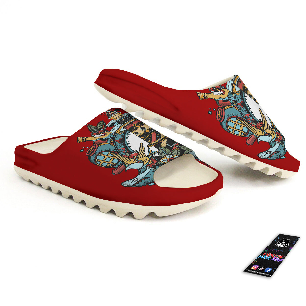 Lighthouse Sea Adventure Tattoo Print Sandals-grizzshop