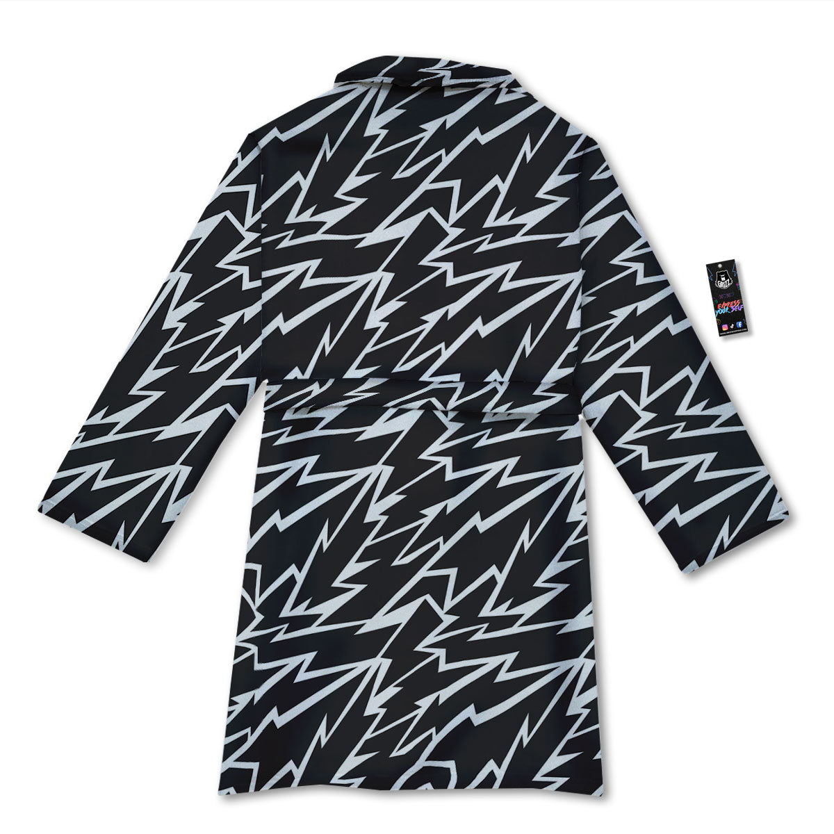 Lightning Black And White Print Pattern Bathrobe-grizzshop