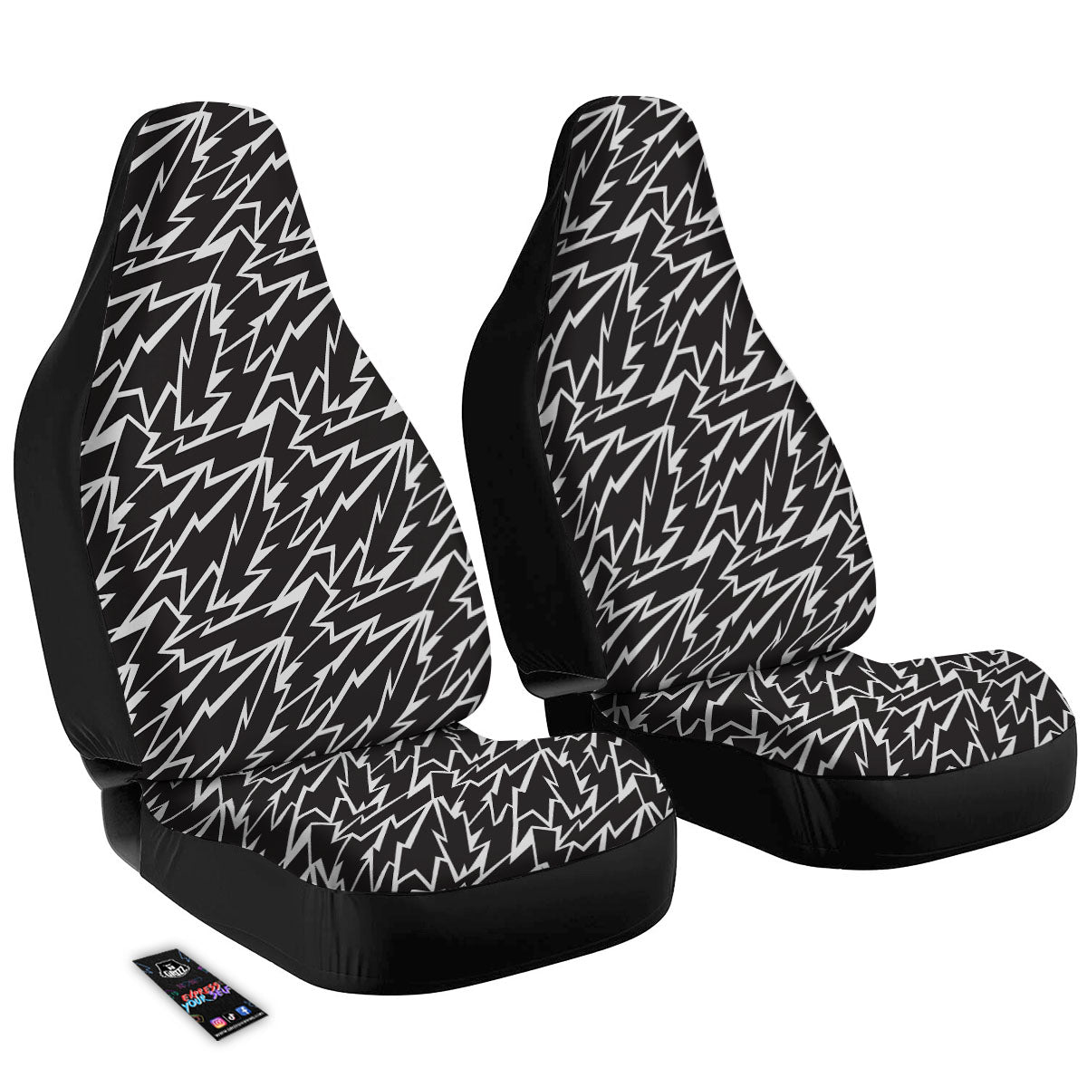 Lightning Black And White Print Pattern Car Seat Covers-grizzshop