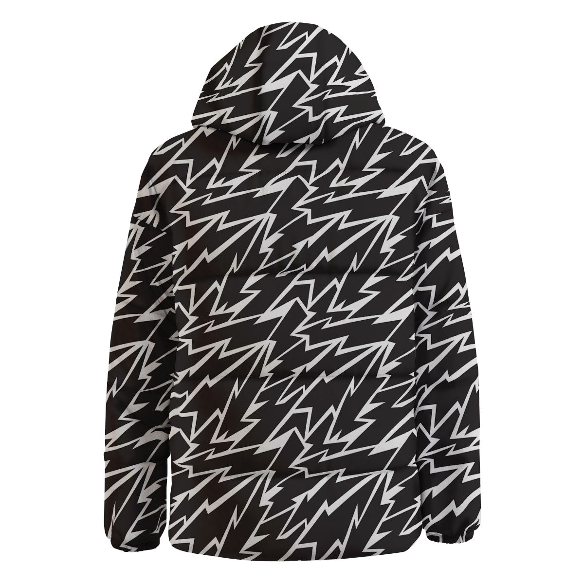 Lightning Black And White Print Pattern Down Jacket-grizzshop
