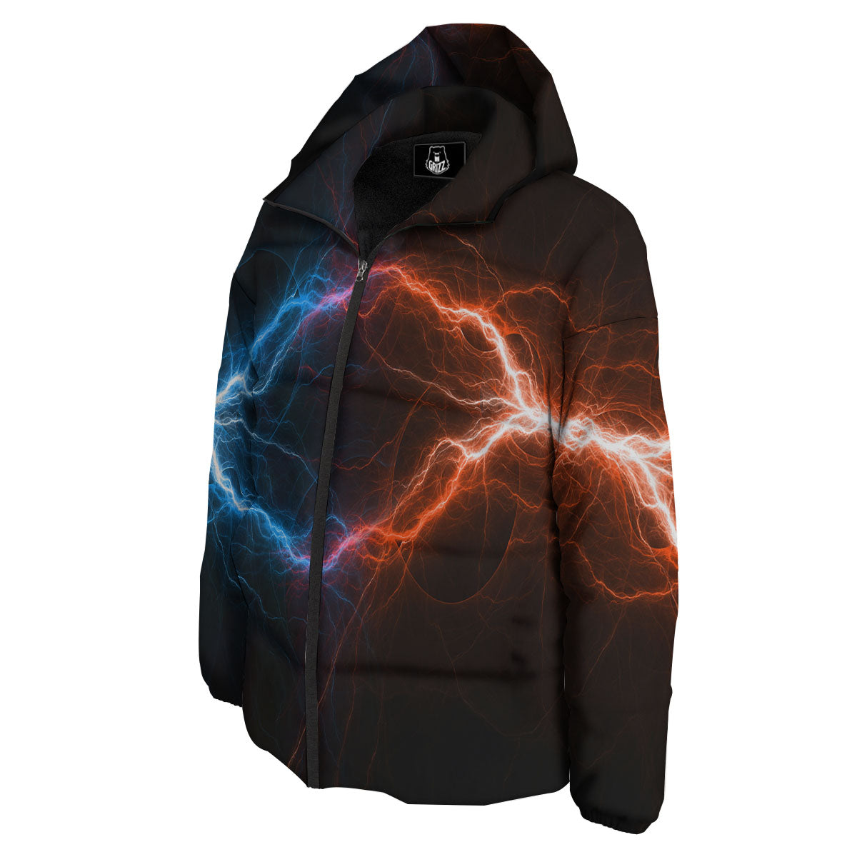 Lightning Blue And Red Print Down Jacket-grizzshop