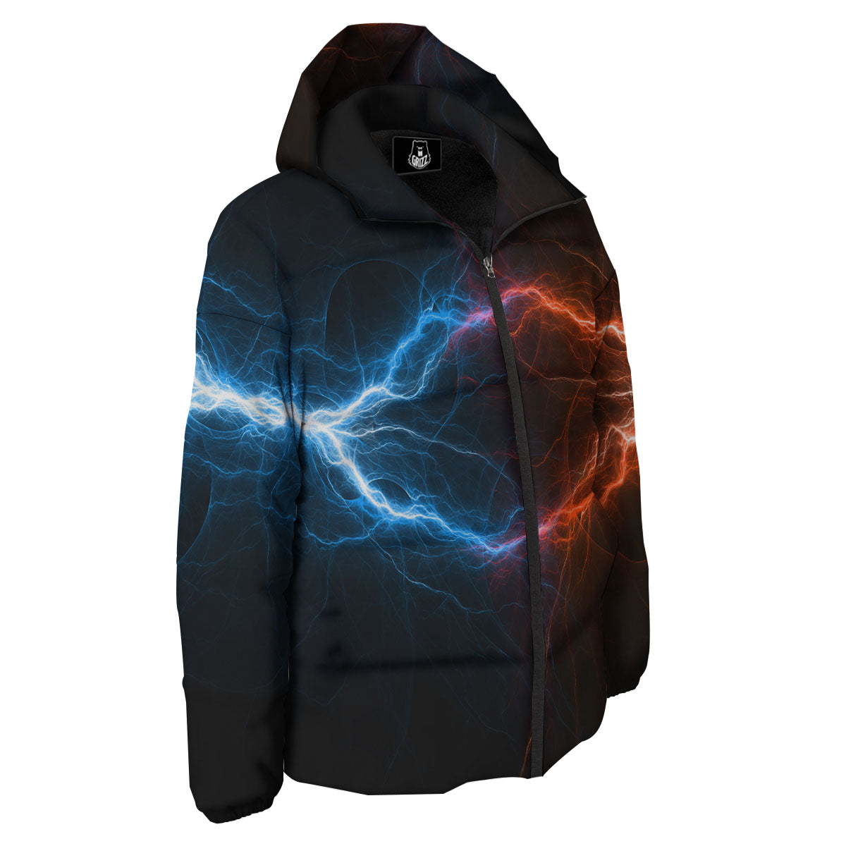 Lightning Blue And Red Print Down Jacket-grizzshop