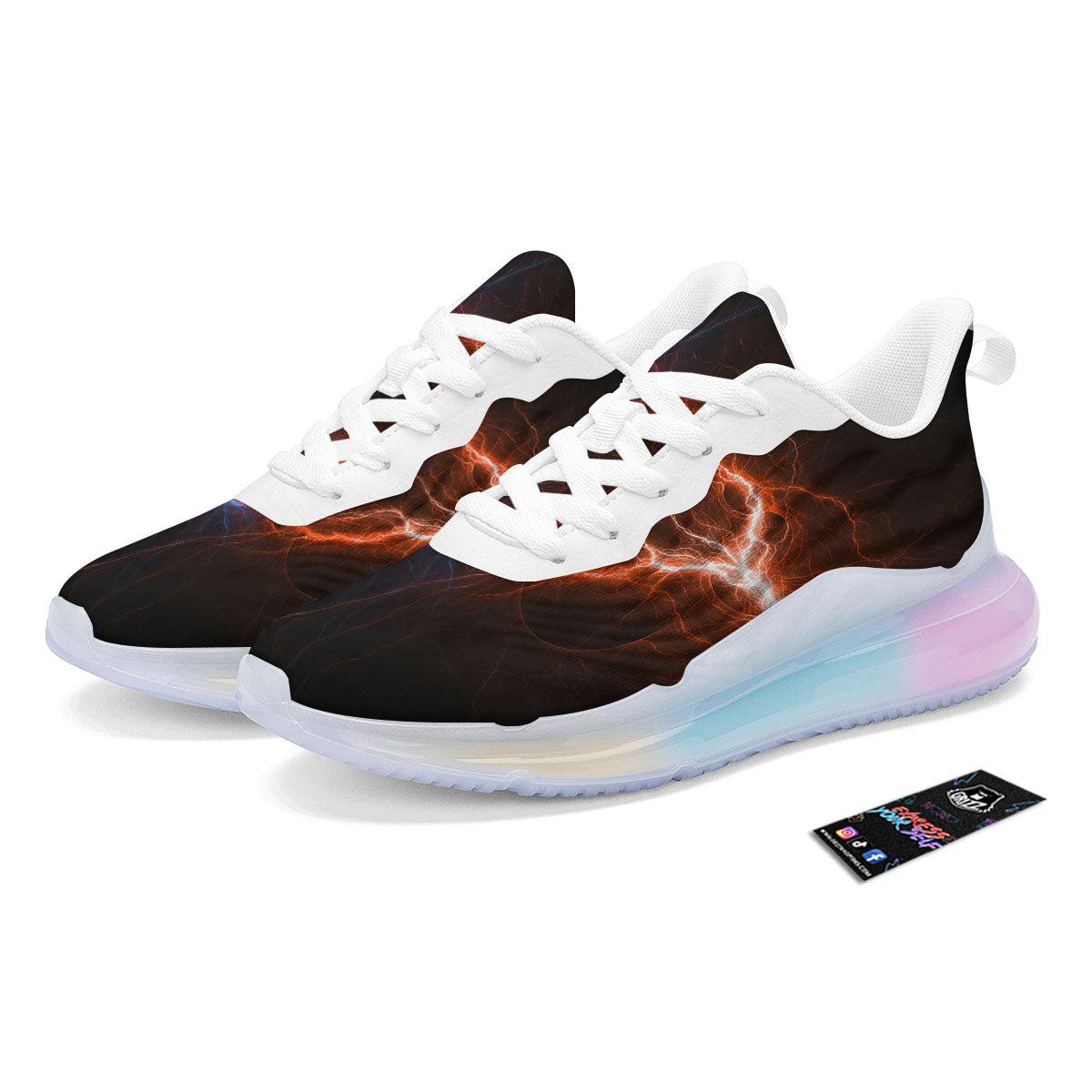 Lightning Blue And Red Print Running Sneakers-grizzshop