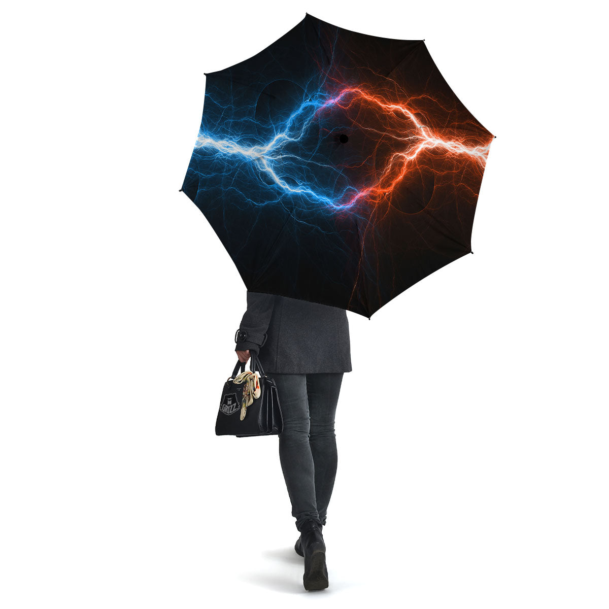 Lightning Blue And Red Print Umbrella-grizzshop