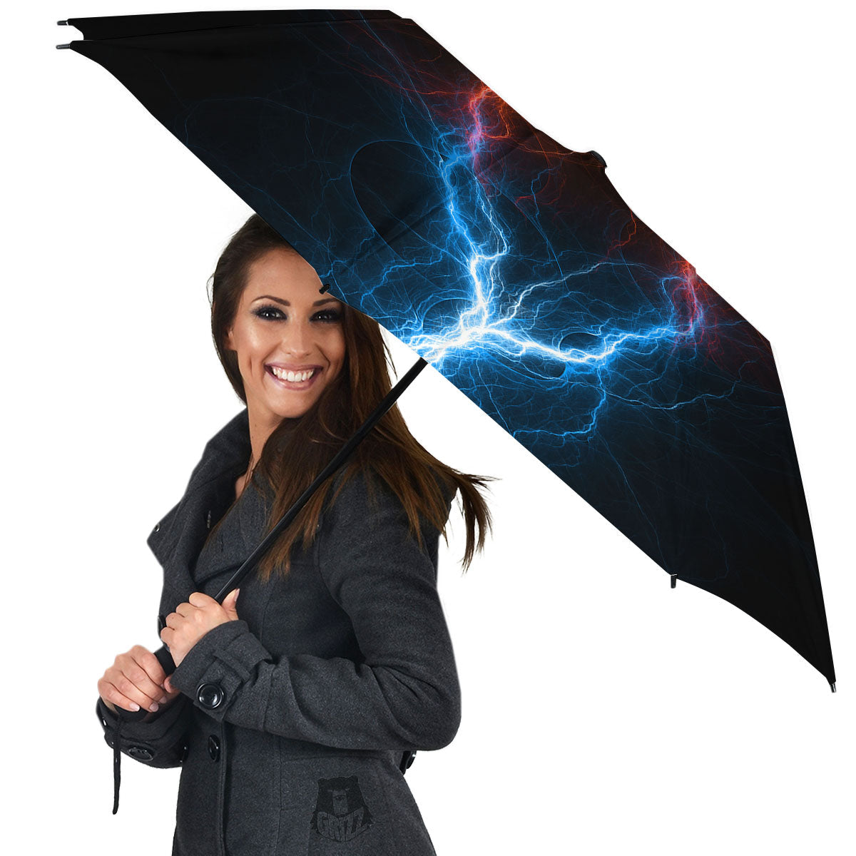 Lightning Blue And Red Print Umbrella-grizzshop