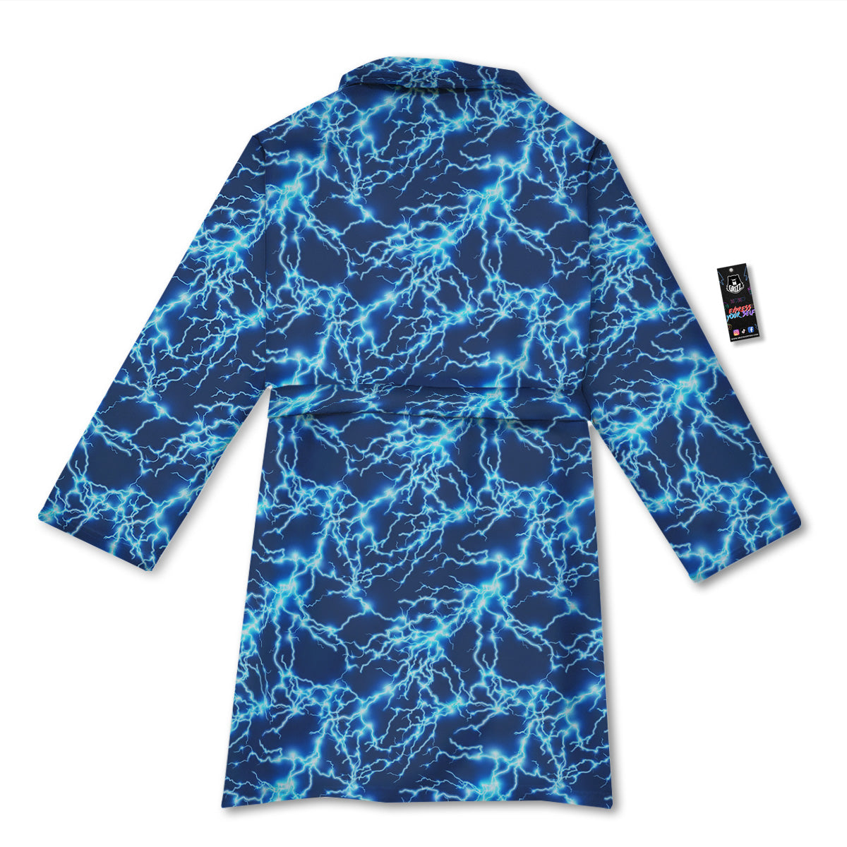 Lightning Blue Electric Print Bathrobe-grizzshop