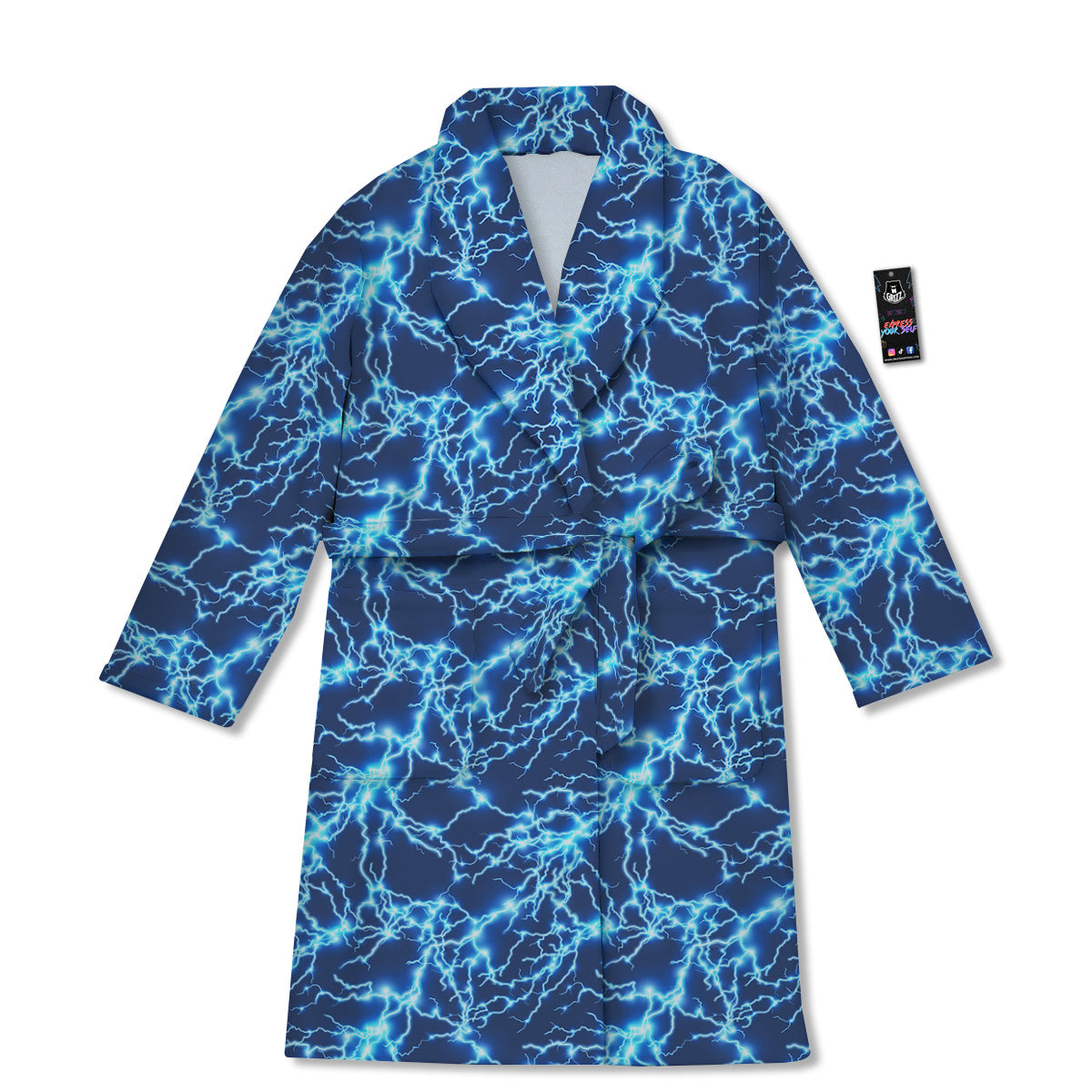 Lightning Blue Electric Print Bathrobe-grizzshop