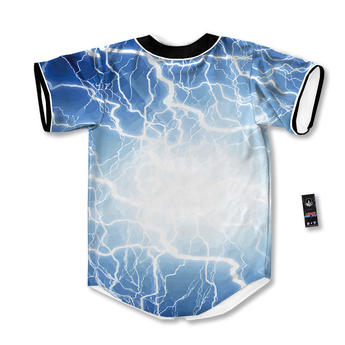 Lightning Blue Print Baseball Jersey-grizzshop