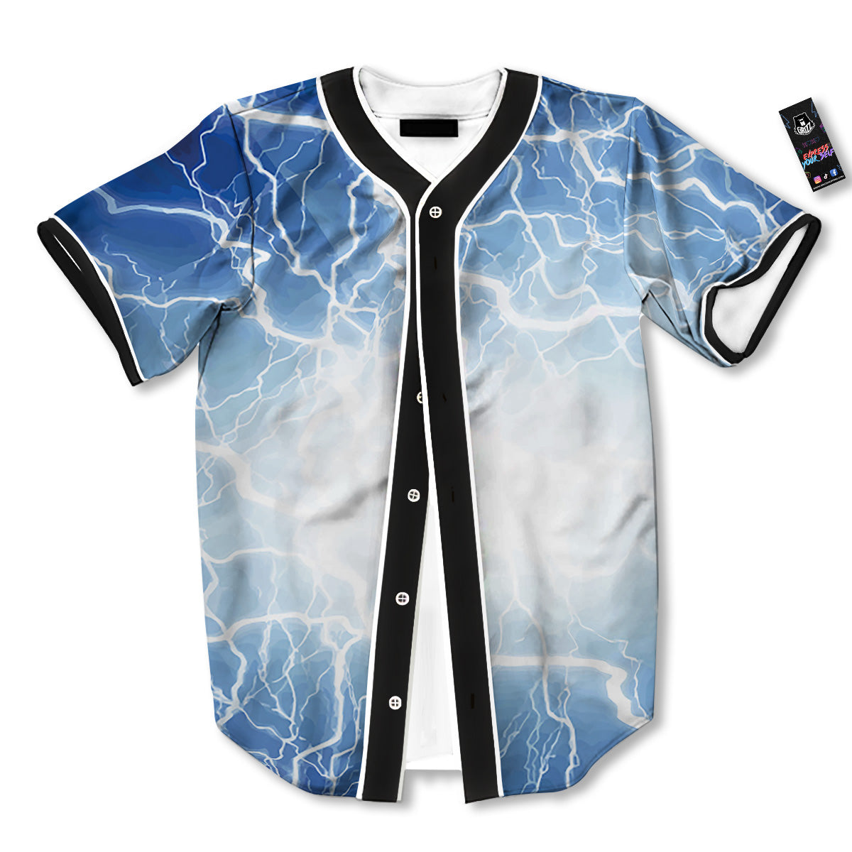 Lightning Blue Print Baseball Jersey-grizzshop