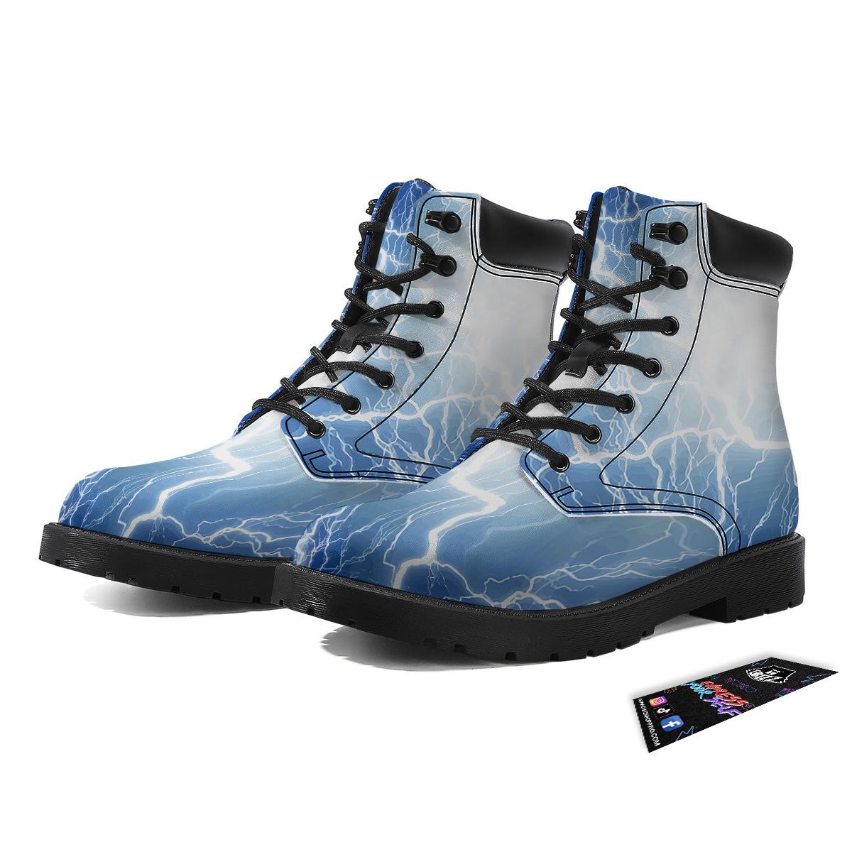 Lightning Blue Print Boots-grizzshop