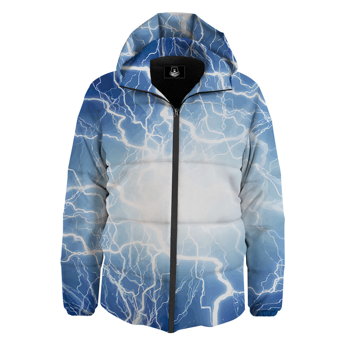 Lightning Blue Print Down Jacket-grizzshop