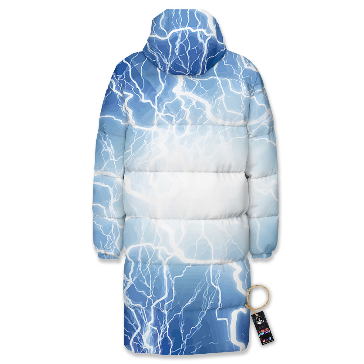 Lightning Blue Print Long Down Jacket-grizzshop