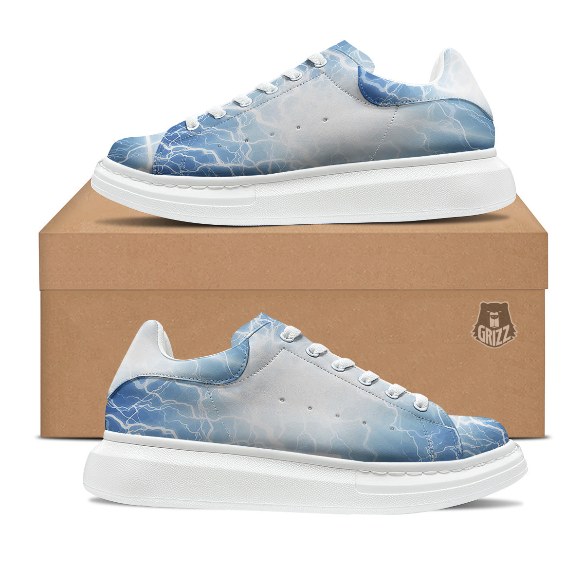 Lightning Blue Print Platform Shoes-grizzshop
