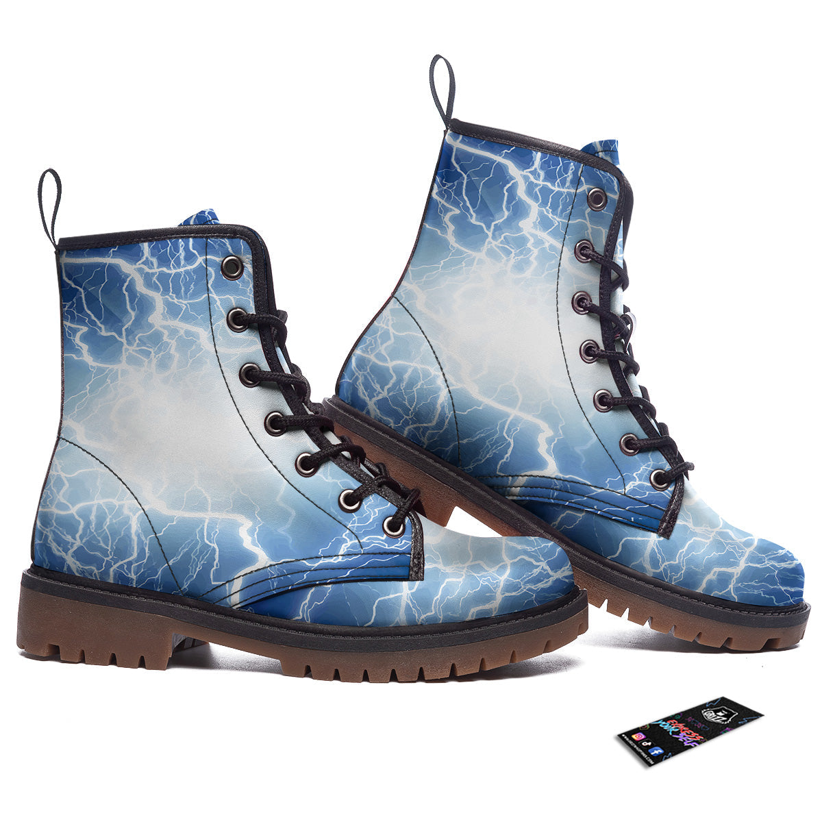 Lightning Blue Print Work Boots-grizzshop
