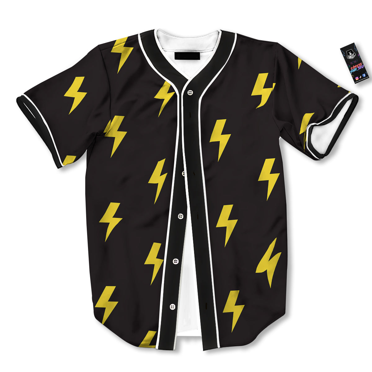 Lightning Bolts Yellow Print Pattern Baseball Jersey-grizzshop
