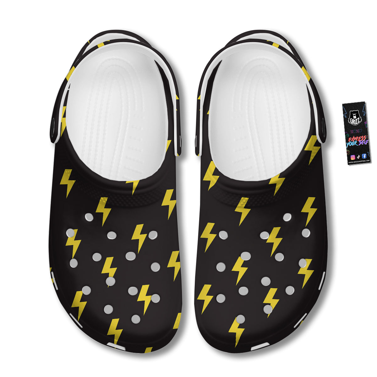 Lightning Bolts Yellow Print Pattern Clog-grizzshop