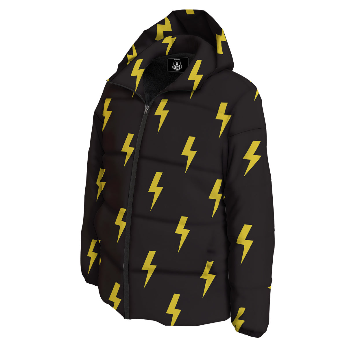 Lightning Bolts Yellow Print Pattern Down Jacket-grizzshop