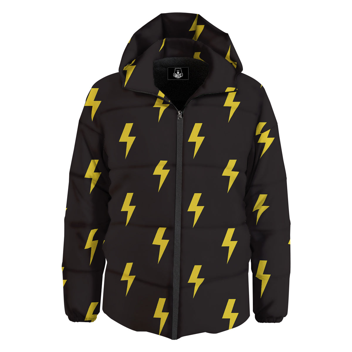 Lightning Bolts Yellow Print Pattern Down Jacket-grizzshop
