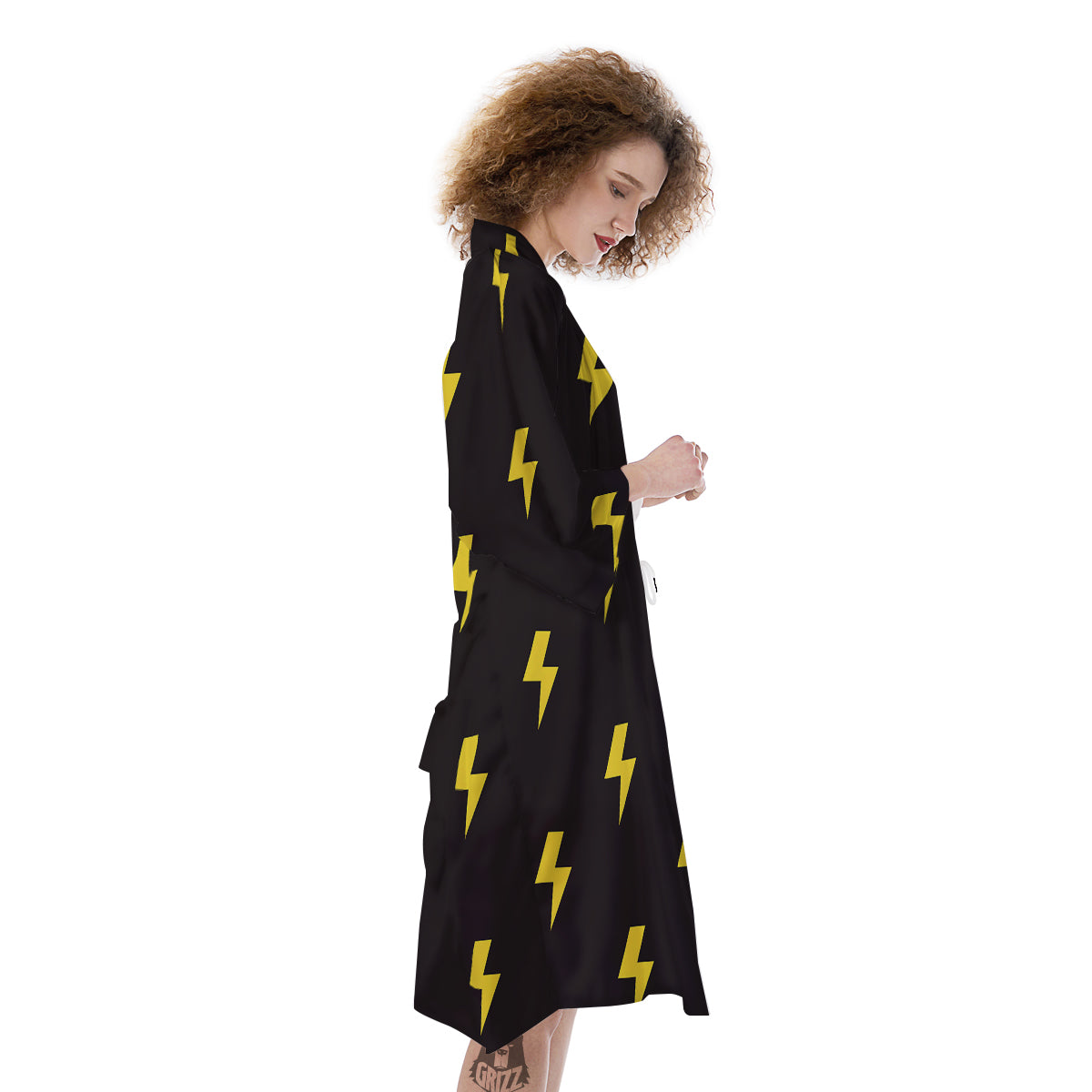 Lightning Bolts Yellow Print Pattern Kimono-grizzshop