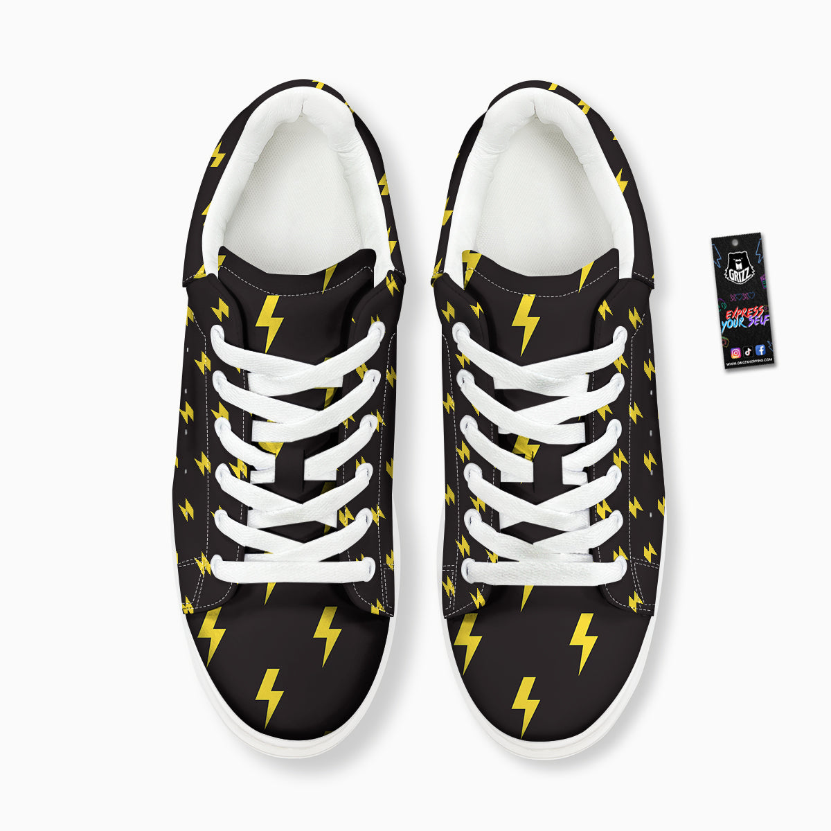 Lightning Bolts Yellow Print Pattern Platform Shoes-grizzshop