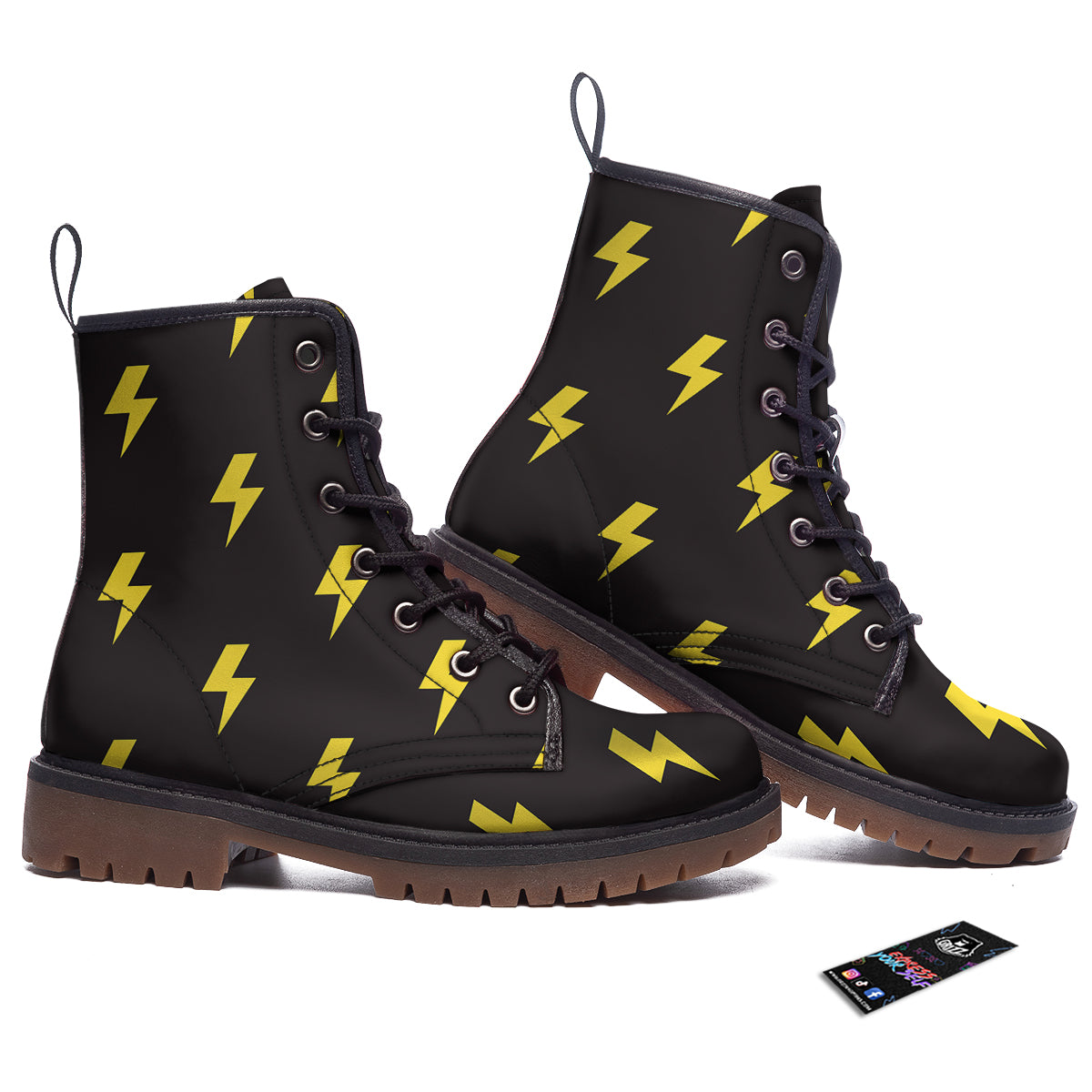 Lightning Bolts Yellow Print Pattern Work Boots-grizzshop