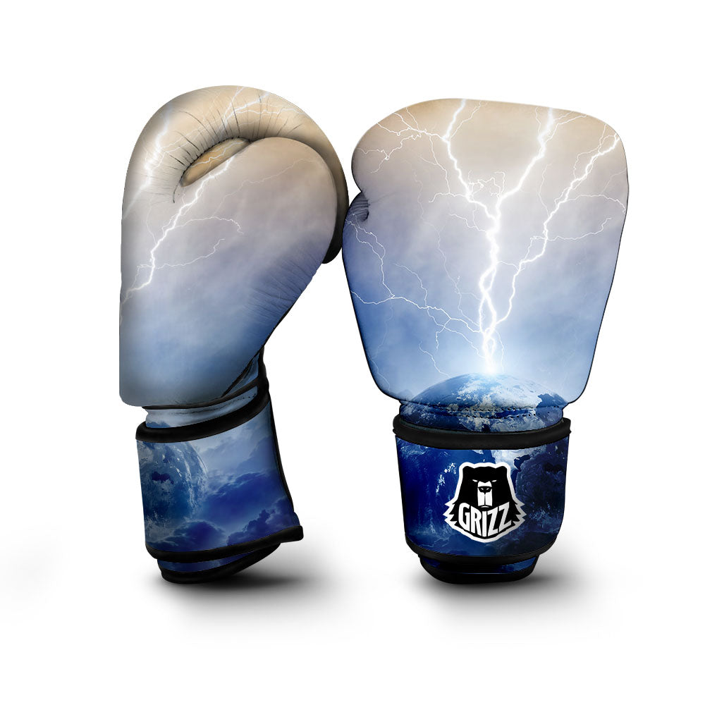 Lightning Destroy Planet Earth Print Boxing Gloves-grizzshop
