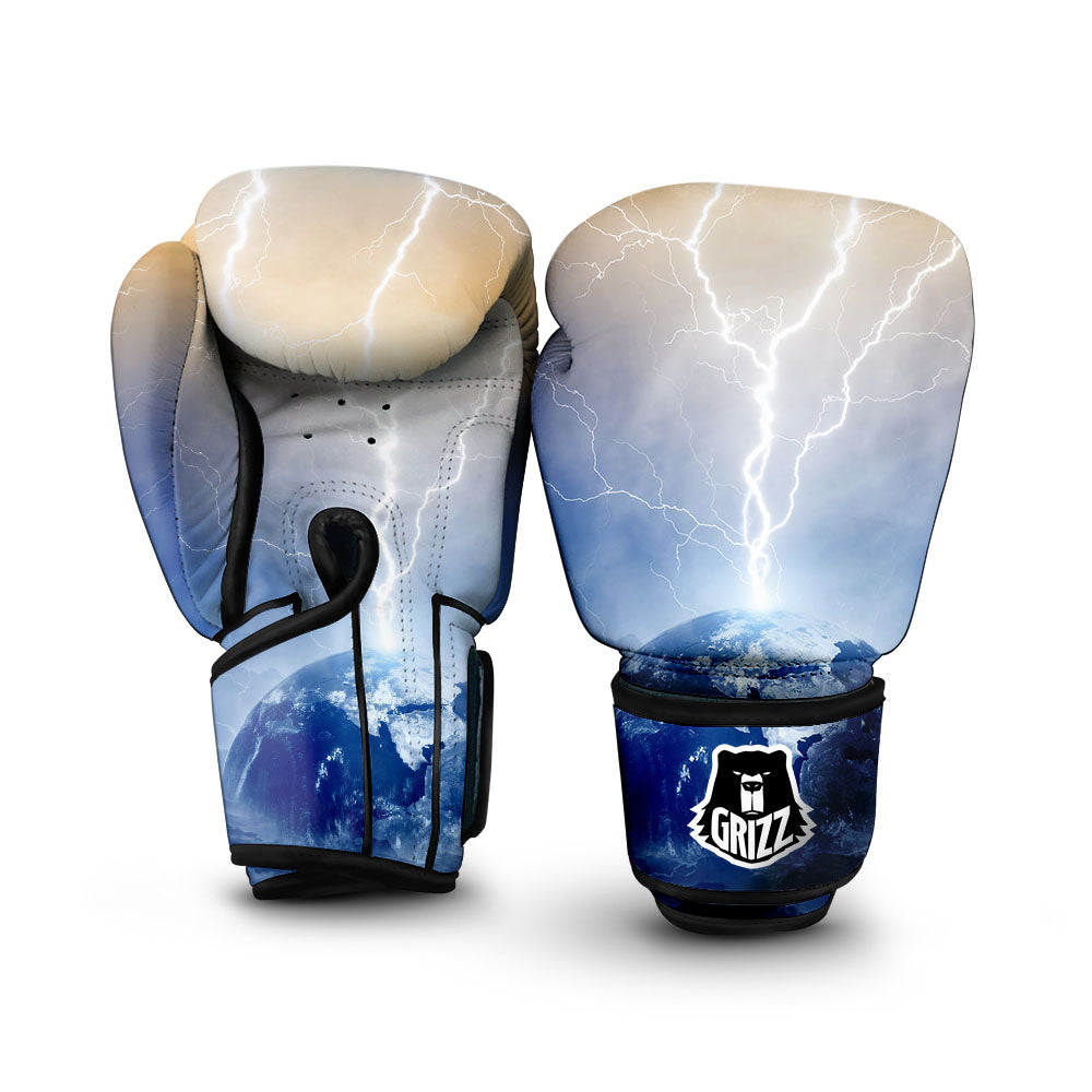 Lightning Destroy Planet Earth Print Boxing Gloves-grizzshop