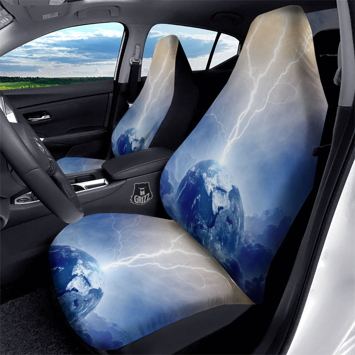 Lightning Destroy Planet Earth Print Car Seat Covers-grizzshop