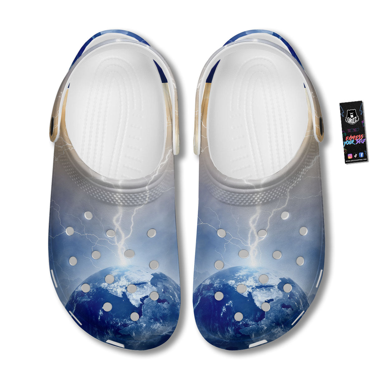 Lightning Destroy Planet Earth Print Clog-grizzshop