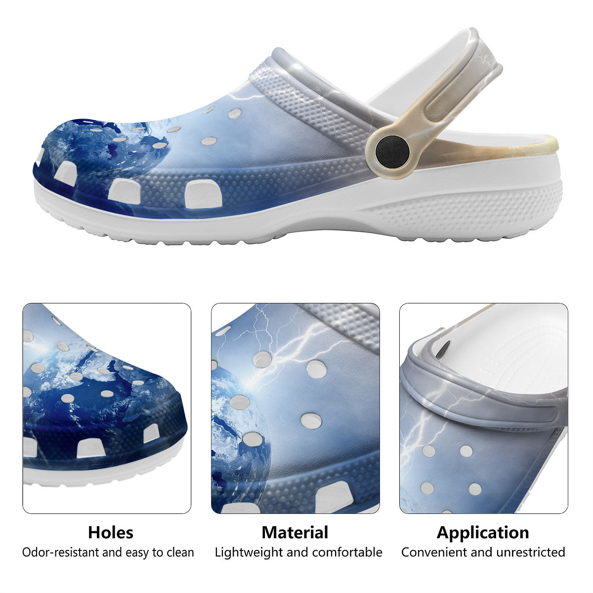 Lightning Destroy Planet Earth Print Clog-grizzshop