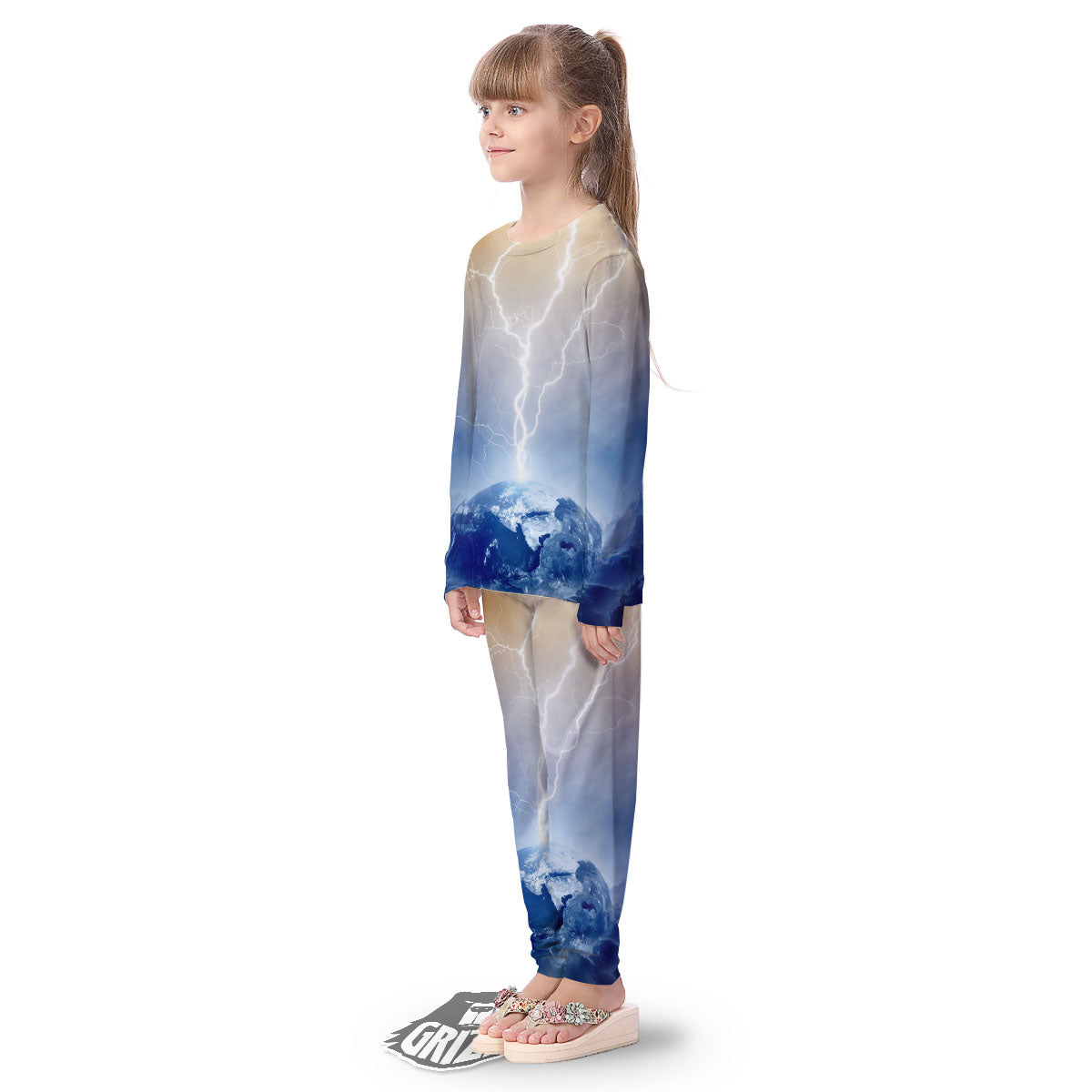 Lightning Destroy Planet Earth Print Kid's Pajamas-grizzshop