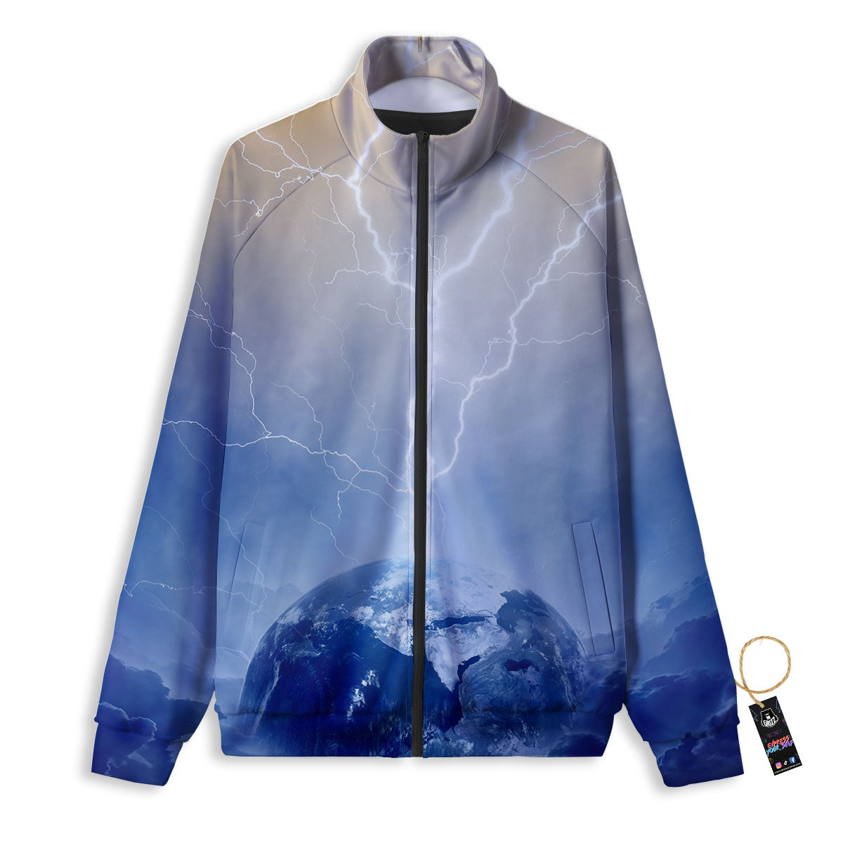Lightning Destroy Planet Earth Print Track Jacket-grizzshop